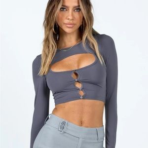 Mavista Long Sleeve Top Slate - Princess Polly